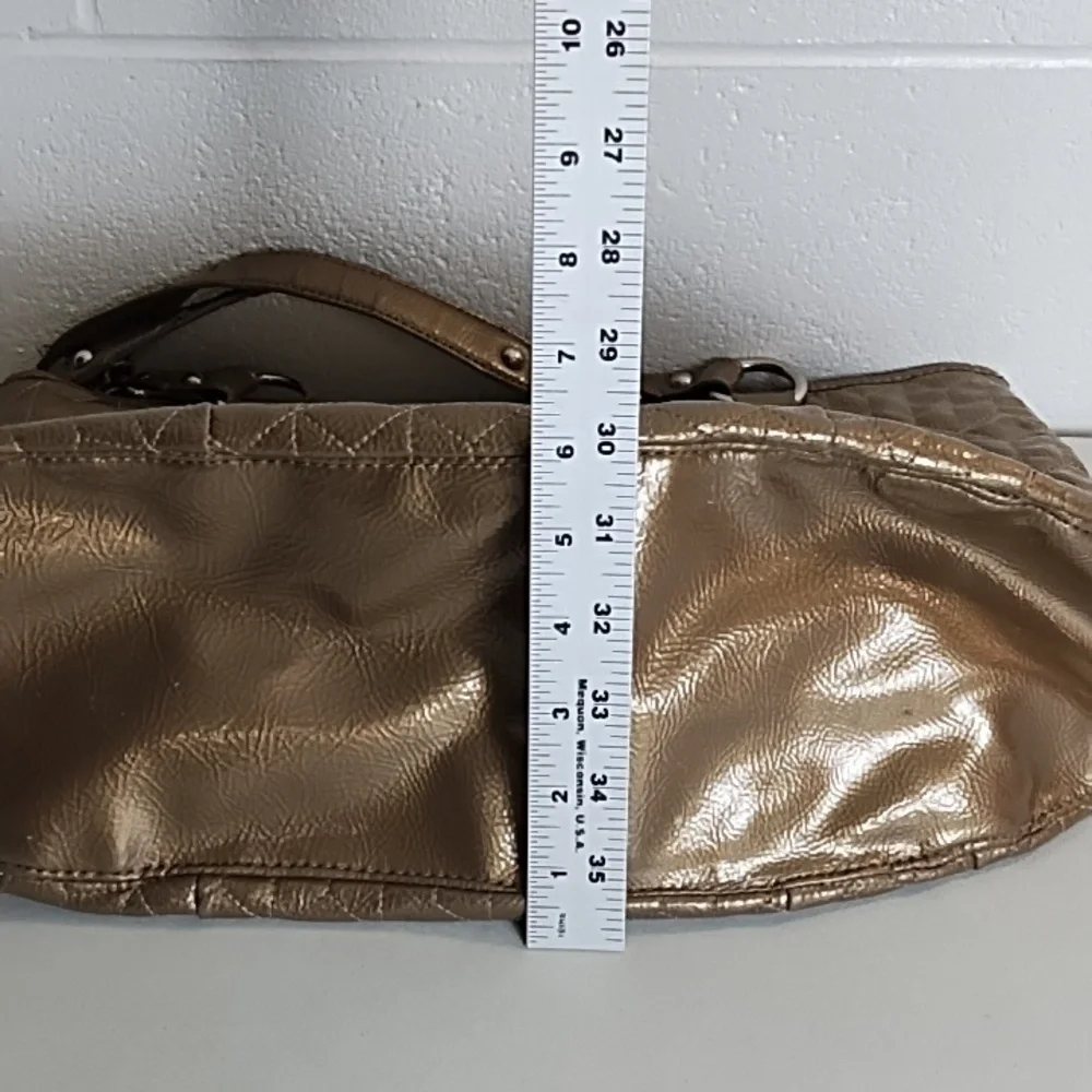 Gold Quilted Shoulder Bag with Chain Handles